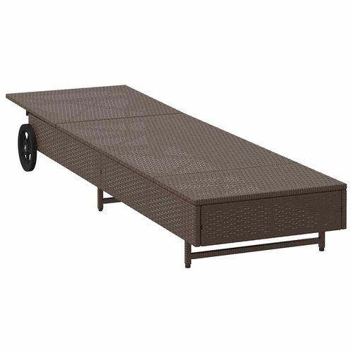Leżak na kółkach, z poduszką, brązowy, polirattan na Arena.pl