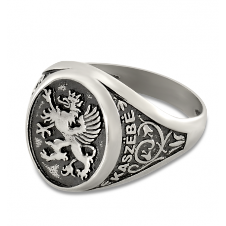 SREBRNY SYGNET Z GRYFEM HERB KASZUB PRÓBA SREBRA 925 GRAWER GRATIS zdjęcie 1