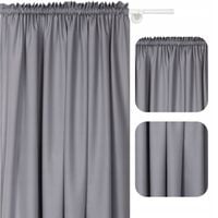 VOPPI ZASŁONA GOTOWA NA TAŚMIE 140x250 CM SZARA