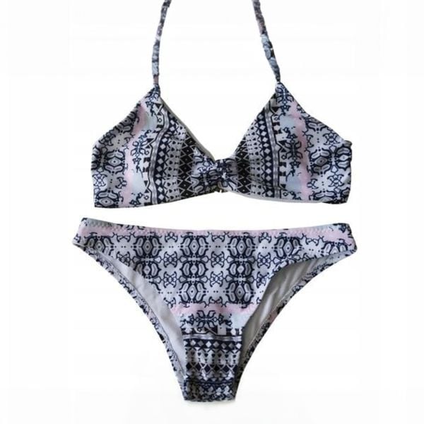 BIKINI STRÓJ KĄPIELOWY DWUCZĘŚCIOWY WZÓR AZTECKI WIĄZANY KOSTIUM KOMPLET L zdjęcie 5