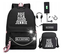 Plecak szkolny wielokomorowy BLACKPINK LISA ROSE JISOO czarny 4 l