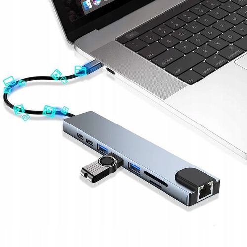 ADAPTER HUB 9w1 USB-C HDMI RJ45 Ethernet Czytnik Kart SD Macbook M1 M2 M3 na Arena.pl