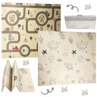 Dwustronna edukacyjna piankowa mata dziecięca XXL 180x200 cm - tory i auta