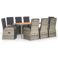 9-cz. zestaw mebli ogrodowych z poduszkami, rattan PE, szary