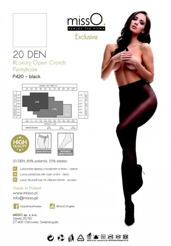 misso p420 rajstopy z wycięciem w kroku czarne s trwałe elastyczne na Arena.pl