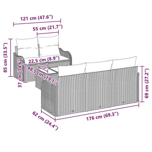 Zestaw Sof na Ogród 6 pcs Beżowy Polirattan na Arena.pl