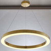 LAMPA wisząca SLIM/000082/3000/G MDECO okrągła OPRAWA ring ZWIS LED 46W 3000K metalowy złoty