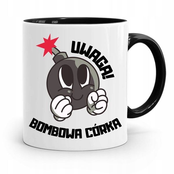 Kubek Czarny Prezent Dla Córki Bombowa Córka Z Nadrukiem Ze Zdjęciem zdjęcie 1