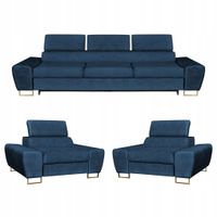 Zestaw mebli wypoczynkowych salon Bosso Sofa 3os fotele granat Family Meble