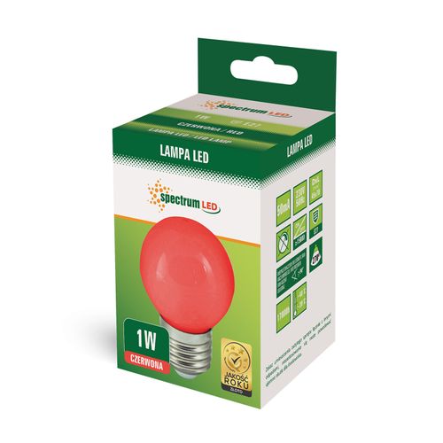 Żarówka LED PCV kulka E27 1W CZERWONA SPECTRUM na Arena.pl