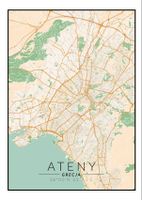 Ateny mapa kolorowa - plakat 40x50 cm