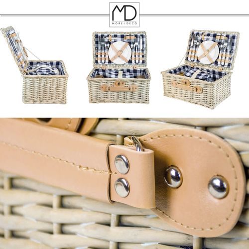 Wiklinowy kosz koszyk piknikowy 4 osób sztućce kieliszki prezent dzień ojca na Arena.pl