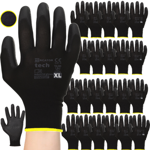 rękawice robocze mercator tech black+black pu - xl - 120 par na Arena.pl