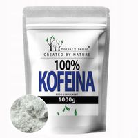 100% KOFEINA CZYSTA W PROSZKU BEZ DODATKÓW BEZWODNA 1Kg POBUDZA +