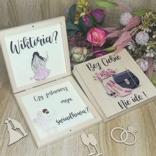 Pudełko eko zaproszenie dla świadka świadkowej nadruk uv wzory ślub wesele na Arena.pl