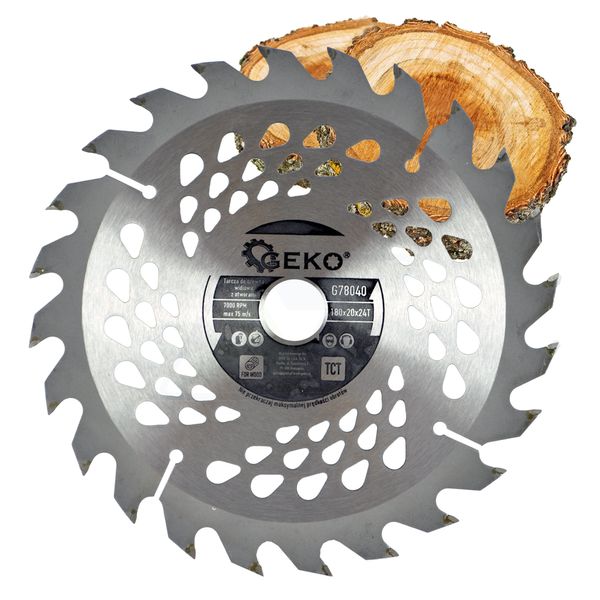PIŁA TARCZA WIDIOWA DO CIĘCIA DREWNA 180x20 24 ZĘBY TNĄCE GEKO G78040 zdjęcie 1