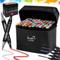 MARKERY ALKOHOLOWE DWUSTRONNE PISAKI MAZAKI 80SZT FLAMASTRY + TORBA