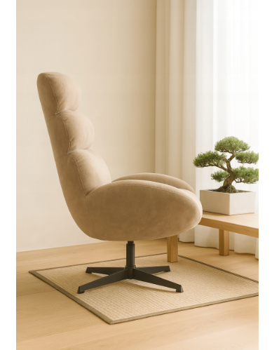 Fotel wypoczynkowy Axel beżowy velvet obrotowy loft do salonu gabinetu na Arena.pl