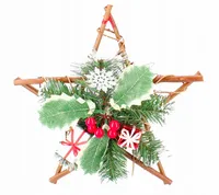 GWIAZDA WISZĄCA DREWNIANA DEKORACYJNA STROIK 30 cm