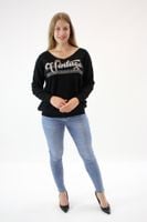 Sweter z brokatową aplikacją Vini Czarny S/M