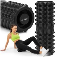 Roller do masażu z wypustkami, wałek piankowy, masażer średnio twardy, czarny