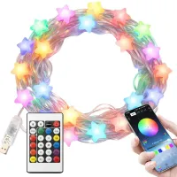 Lampki led 50 gwiazdek usb rgb aplikacja pilot kolorowe dekoracyjne