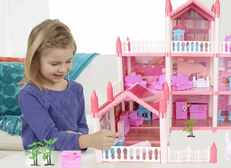 Duży Domek dla Lalek Villa Rezydencja Meble Taras zdjęcie 10