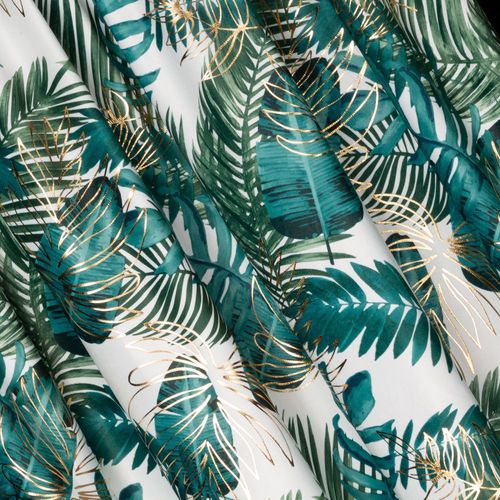 Zasłona gotowa na taśmie DAVOS 140x270 biało zielona w liście monstery na Arena.pl