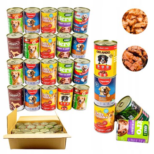 Karma mokra dla psa Puszka Duży Pakiet Mieszany Mix smaków 20 szt x 400g na Arena.pl