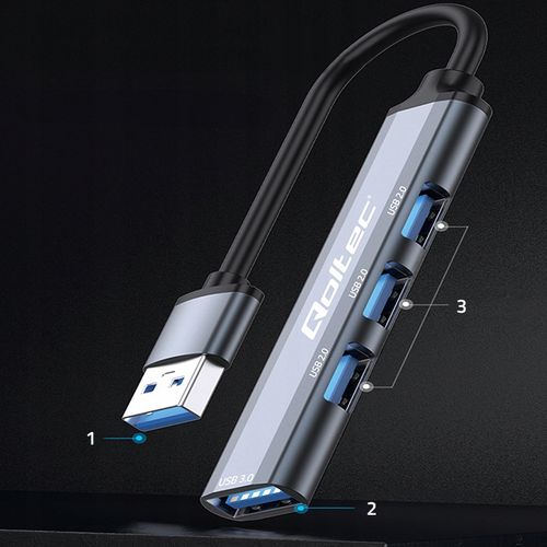 Qoltec Hub Adapter Rozdzielacz USB-C 3.0 4w1 USB 3.0 3x USB 2.0 5Gb/s na Arena.pl