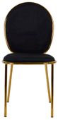 Welurowe krzesło z metalowymi nogami czarne