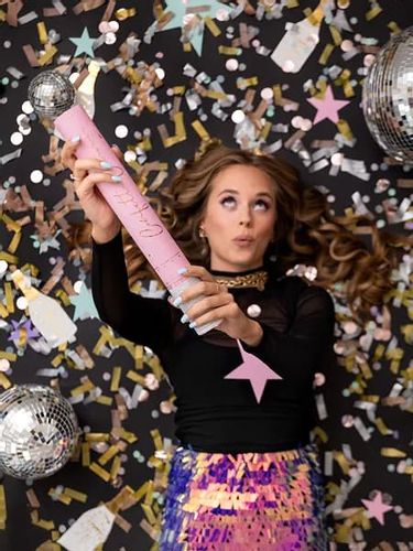 Konfetti pneumatyczne tuba papierowe paski złote, 40 cm na Arena.pl