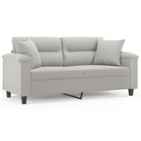 2-osobowa sofa z poduszkami, jasnoszara, 140 cm, mikrofibra