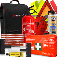 GAŚNICA 1KG APTECZKA TORBA K2 TIRE TRÓJKĄT RĘKAWICE ZESTAW DO NAPRAWY OPON