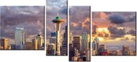 120CM 55 OBRAZ 4 ELEM SEATTLE O ZACHODZIE SŁOŃCA ŚCIENNY