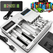 UNIWERSALNA SZYBKA ŁADOWARKA DO AKUMULATORKÓW BATERII 7 GNIAZD AAA USB