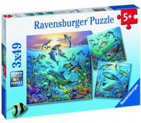 UKŁADANKA Kreatywna Zabawa PUZZLE Manualna 3x49 ELEMENTÓW Życie Pod Wodą