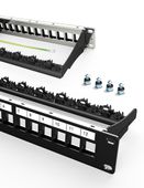 Panel Krosowy Pusty 12 Portów Ekranowany 10 Cali Keystone Czarny Stalowy