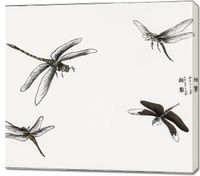 Obraz 100x90cm Ważki ilustracja Morimoto Toko Japoński Vintage do Salonu