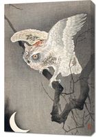 Obraz 60x90cm Scops Owl in Moonlight, Koson Japoński Vintage do Salonu