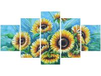 80CM 150CM OBRAZ 5 ELEM SŁONECZNIKI NIEBIESKIM ŚCIENNY