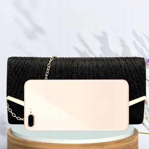 Torebka Wieczorowa Czarna Kopertówka Błyszcząca Ślub Wesele Wizytowa mała na Arena.pl