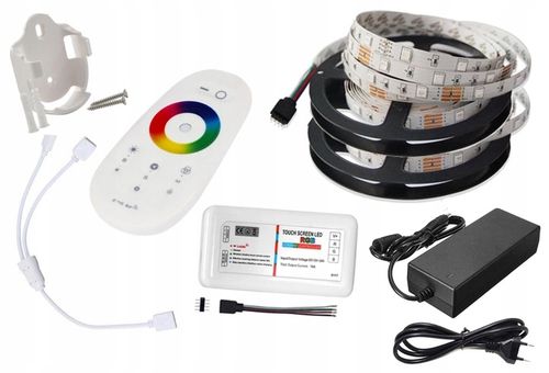 ZESTAW TAŚMA LED 10m RGB + BIAŁY PILOT 5050 zasila na Arena.pl