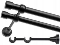 KARNISZ CZARNY PODWÓJNY 200 cm fi 19+19 mm KARNISZE METALOWE MODERN