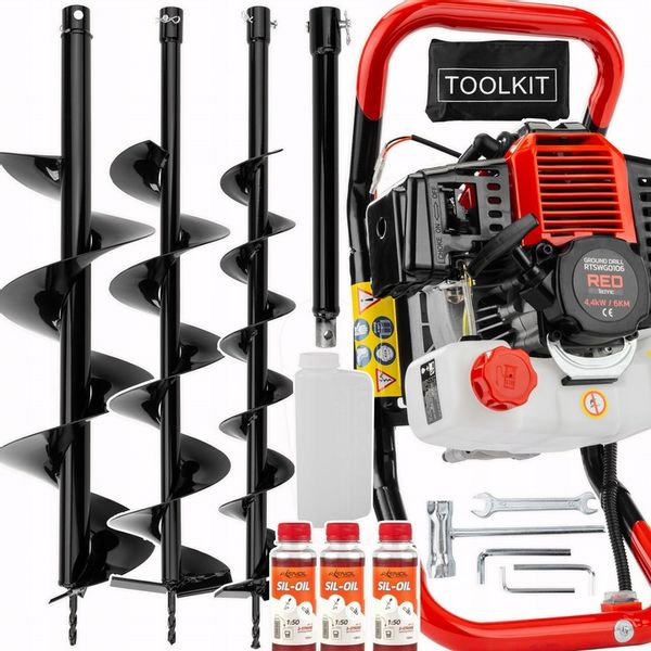 WIERTNICA GLEBOWA ŚWIDER SPALINOWY 6KM + 3 WIERTŁA ŚWIDRY PRZEDŁUŻKA 3 X OL zdjęcie 1