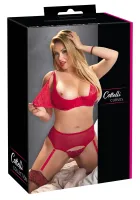 cottelli curves zestaw koronkowy czerwony 90f/xl z odpinanymi elementami