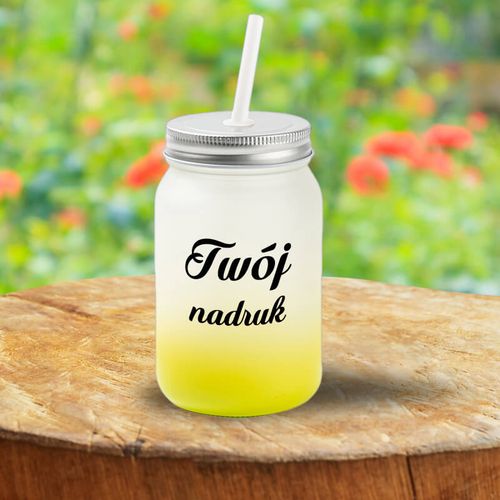 Kubek Mason Jar z mrożonego szkła z limonkowym dnem z Twoim nadrukiem na Arena.pl