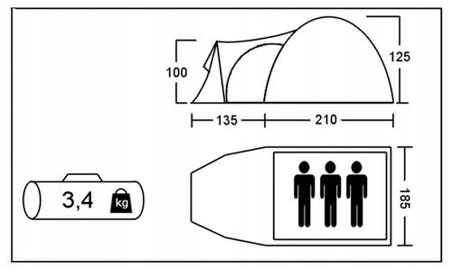 ! NAMIOT MONSUN 3 PRO ACAMPER 3500mm 3-os. OKAZJA! na Arena.pl
