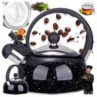 MAŁY CZAJNIK 1,5L STALOWY STYLOWY CZAJNIK CZARNY NAKRAPIANY NA GAZ