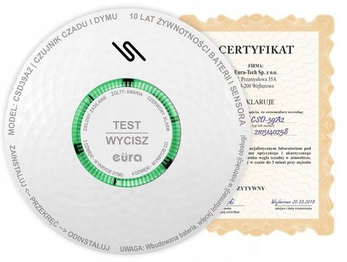 2w1 Czujnik CZADU tlenku węgla i dymu 10lat żywotności wbudowana bateria na Arena.pl